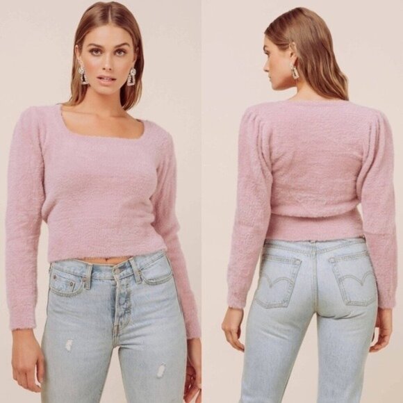 NWT ASTR The Label Fuzzy Cropped Pullover Sweater Size Medium Size XL - Picture 1 of 3